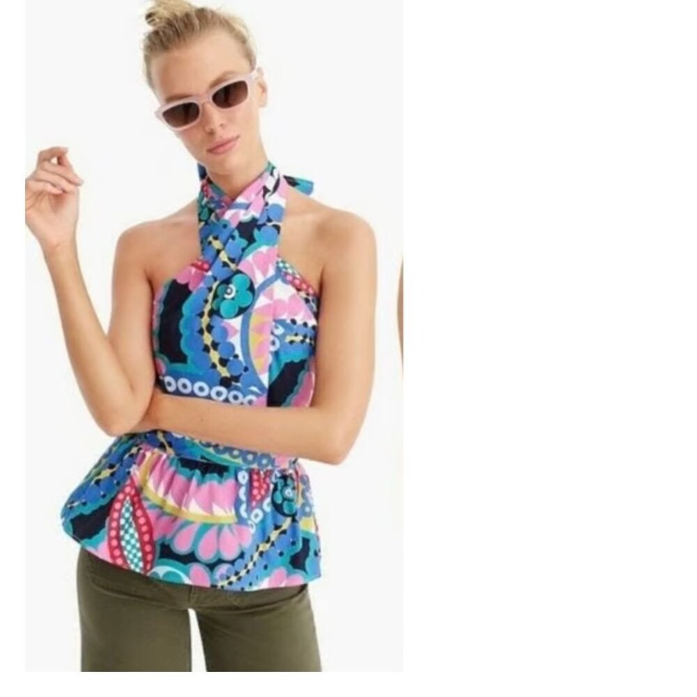 J/Crew  Peplum halter top in Ratti® kaleidoscope floral Size S with bonus shirt